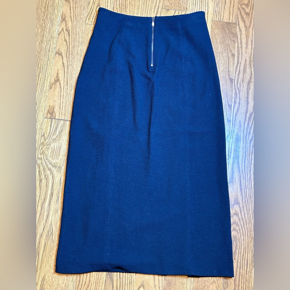 Maeve by Anthropologie Dual Spilt Midi‎ Skirt Navy Work Office Boardroom - Picture 12 of 14